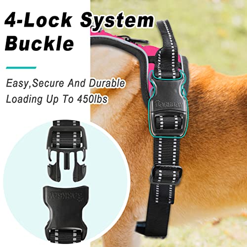 BARKBAY No Pull Pet Harness Dog Harness Adjustable Outdoor Pet Vest 3M Reflective Oxford Material Vest for PINK Dogs Easy Control for Small Medium Large Dogs (L) from BARKBAY