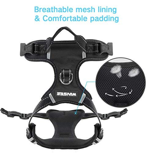 WINSEE Dog Harness No Pull, Pet Harnesses with Dog Collar, Adjustable Reflective Oxford Outdoor Vest, Front/Back Leash Clips for Small, Medium, Large, Extra Large Dogs, Easy Control Handle for Walking from WINSEE
