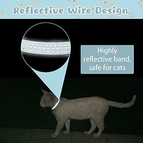 BINGPET Safety Nylon Reflective Cat Collar Breakaway Adjustable Cats Collars with Bell and Bling Paw Charm, Light Blue from Bingpet
