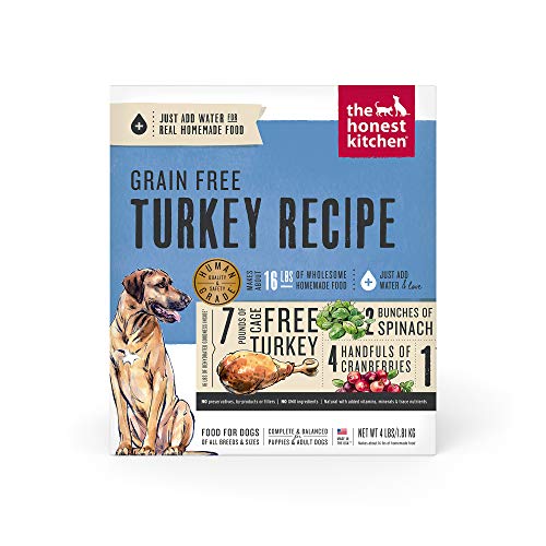 The Honest Kitchen Human Grade Dehydrated Grain Free Dog Food â Complete Meal or Dog Food Topper â Turkey 4 lb (makes 16 lbs) by The Honest Kitchen
