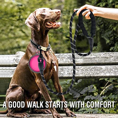COOYOO 2 Pack Dog Leash 5 FT Heavy Duty - Comfortable Padded Handle - Reflective Dog Leash for Medium Large Dogs with Collapsible Pet Bowl by COOYOO