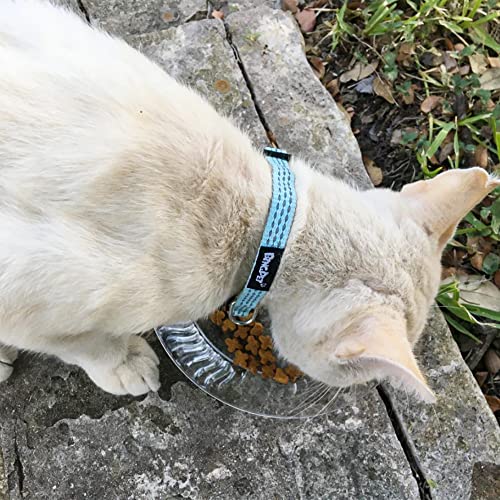 BINGPET Safety Nylon Reflective Cat Collar Breakaway Adjustable Cats Collars with Bell and Bling Paw Charm, Light Blue from Bingpet