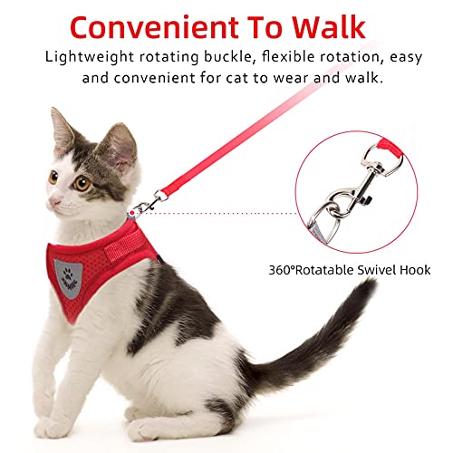 Cat Vest Harness and Small Dog Vest Harness for Walking, All Weather Mesh Harness, Cat Vest Harness with Reflective Strap, Step in Adjustable Harness for Small Cats (Red, XS) by NCMAMA