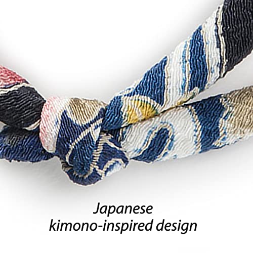 Necoichi Chirimen Cat Collar with Clover Bell, Navy from Necoichi