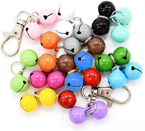 30 Pack Pet Cat Dog Collar Bells for Potty Training, Colourful Cat Charm Bells for Collars Necklace Pendant Candy Colors by Barleygoo