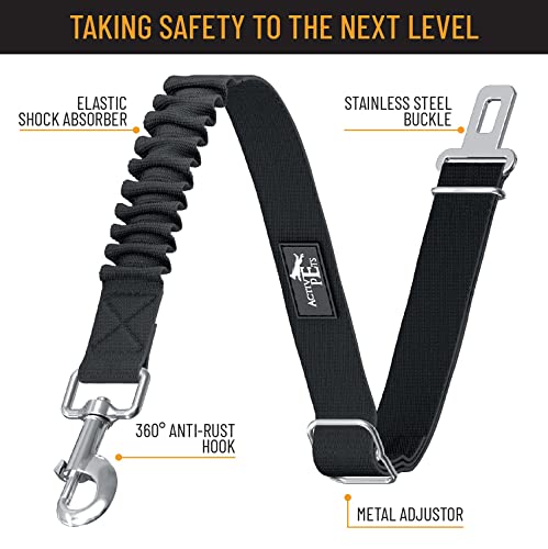 Active Pets Dog Seatbelt, Adjustable Safety Dog Seat Car Harness, Dog Seat Belt for Pets - Durable Dog Seatbelts for Cars - Dog Car Seat Belt for Dogs, Dog seat Belts for Large Dogs, Medium, & Small from Active Pets