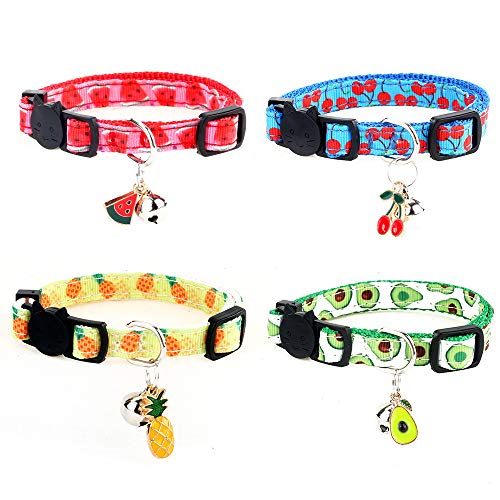 SuperBuddy Breakaway Cat Collar with Bell, 4 Pack Safety Adjustable Cat Collars Set from SuperBuddy