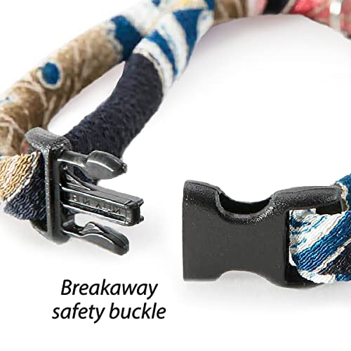 Necoichi Chirimen Cat Collar with Clover Bell, Navy from Necoichi