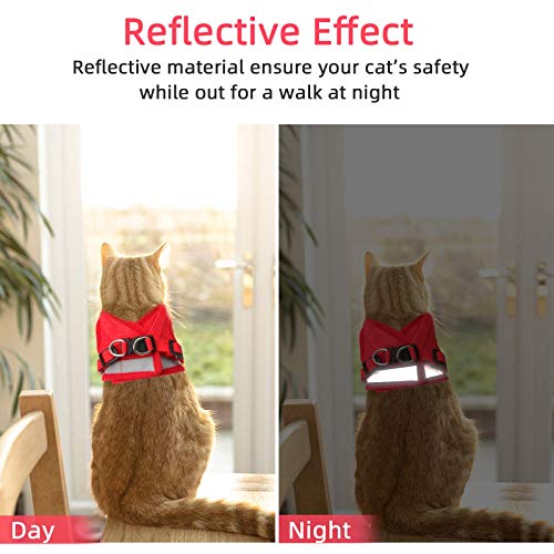 Cat Vest Harness and Small Dog Vest Harness for Walking, All Weather Mesh Harness, Cat Vest Harness with Reflective Strap, Step in Adjustable Harness for Small Cats (Red, XS) by NCMAMA