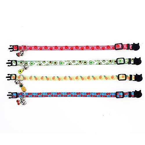 SuperBuddy Breakaway Cat Collar with Bell, 4 Pack Safety Adjustable Cat Collars Set from SuperBuddy
