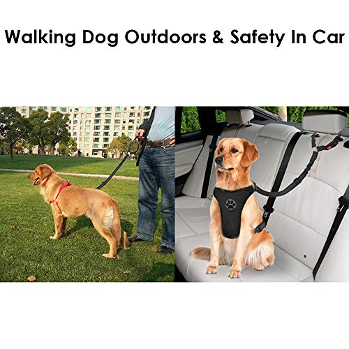 SlowTon Dog Seatbelt, 2 Pack Pet Car Seat Belt Headrest Restraint Adjustable Puppy Safety Seat Belt with Elastic Bungee and Reflective Stripe Connect with Dog Harness in Vehicle for Travel Daily Use by Slowton