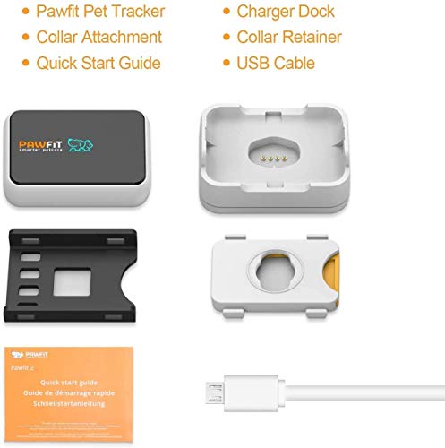 Pawfit 2 GPS Dog Tracker for Pet Dog Collar, Three Positioning, IP68 Waterproof, Removal Alert, Safety Zone Alert, Included Embedded SIM Card, Mini GPS Tracker for Dogs and Large Cats by Pawfit