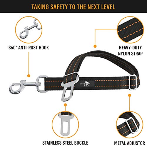 Active Pets Universal Dog Seatbelt, Dog Seatbelt Tether, Adjustable Dog Car Seat Belt, Pet Seat Belts for car. Dog Seat Belts for Small Dogs, Dog Seat Belts for Large Dogs, Dog Seat Belt for Dogs from Active Pets