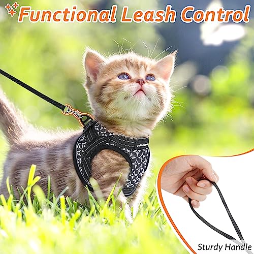 CatRomance Kitten Harness and Leash Escape Proof, Adjustable Cat Harness for Extra Small Cat, Breathable Soft Kitten Harness with Reflective Strips, Black, Small (Chest 9.0-12.0"|Weight 3.3-5.5 lbs) from CatRomance