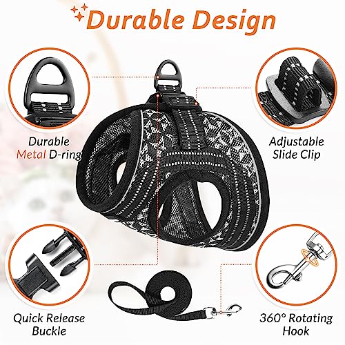 CatRomance Kitten Harness and Leash Escape Proof, Adjustable Cat Harness for Extra Small Cat, Breathable Soft Kitten Harness with Reflective Strips, Black, Small (Chest 9.0-12.0"|Weight 3.3-5.5 lbs) from CatRomance