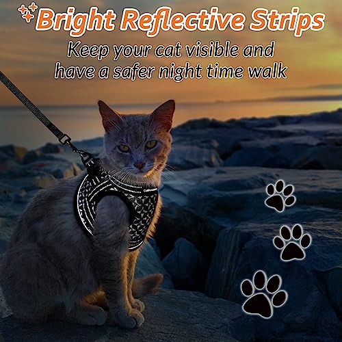 CatRomance Kitten Harness and Leash Escape Proof, Adjustable Cat Harness for Extra Small Cat, Breathable Soft Kitten Harness with Reflective Strips, Black, Small (Chest 9.0-12.0"|Weight 3.3-5.5 lbs) from CatRomance