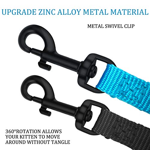 DOYOO 2 Pack Puppy Dog Leash Cat Leash, Strong and Durable Leash with Easy to Use Collar Hook - Dog Leashes for Cat with Collapsible Pet Bowl Great for Small and Medium Dog (Set 1-Black+Blue) by DOYOO