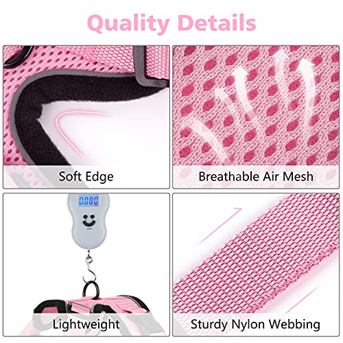 Dooradar Cat Leash and Harness Set, Escape Proof Safe Breathable Cat Vest Harness for Walking , Easy Control Soft Adjustable Reflective Strips Mesh Jacket for Cats, Pink, XS (Chest: 13.5â -16.0â) from Dooradar
