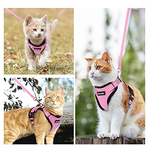 Dooradar Cat Leash and Harness Set, Escape Proof Safe Breathable Cat Vest Harness for Walking , Easy Control Soft Adjustable Reflective Strips Mesh Jacket for Cats, Pink, XS (Chest: 13.5â -16.0â) from Dooradar