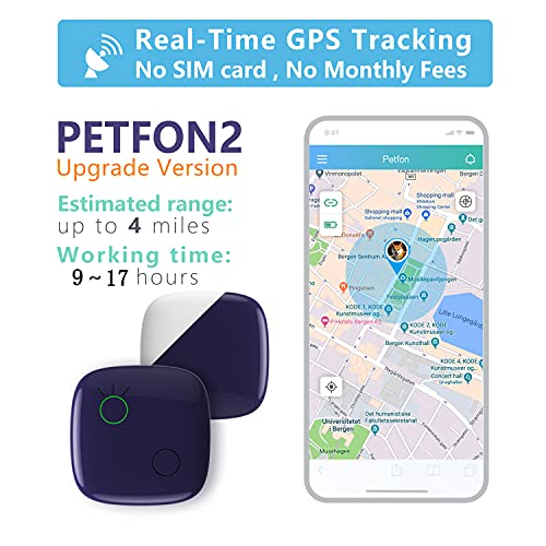 PETFON2 Pet GPS Tracker, No Monthly Fee, Real-Time Tracking Collar Device, APP Control For Dogs And Pets Activity Monitor(Only For Dog) by Ubisighttech