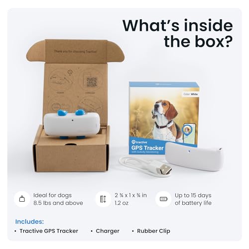 Tractive LTE GPS Dog Tracker - Location & Activity Tracker for Dogs with Unlimited Range (Newest Model), White (TRNJAWH) from Tractive GmbH