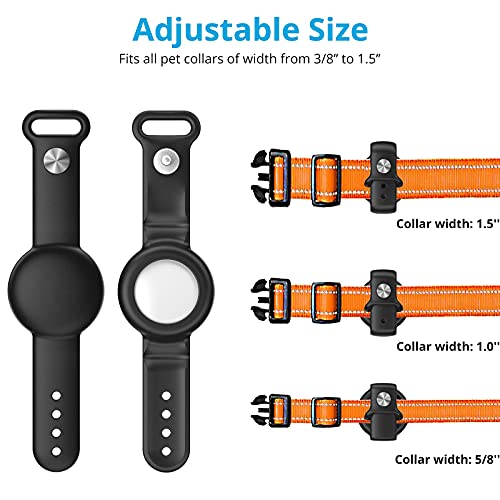 SUPMEGA Case for AirTag Dog Collar Holder, Flexible Silicone Cover with Adjustable Band Fits Pet Collars, Protective Anti-Scratch Case Compatible with AirTag 2021 - Black from SUPMEGA