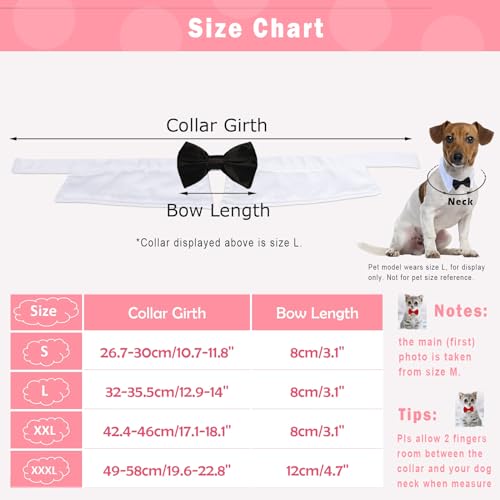 Bowtie for Dog, KOOLMOX Dog Bow Tie Collar Black, Adjustable White Dog Tuxedo Collar with Black Dog Neck Bow Tie for Medium Large Boy Dog Wedding Formal Tuxedo Suit Tux Outfits Birthday Costumes from Koolmox