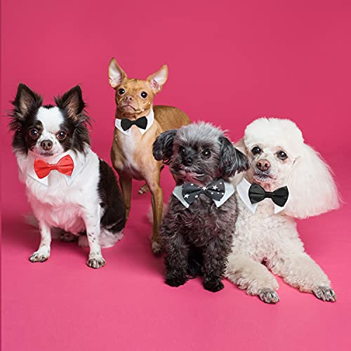 Bowtie for Dog, KOOLMOX Dog Bow Tie Collar Black, Adjustable White Dog Tuxedo Collar with Black Dog Neck Bow Tie for Medium Large Boy Dog Wedding Formal Tuxedo Suit Tux Outfits Birthday Costumes from Koolmox