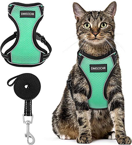 DMISOCHR Cat Harness and Leash Set - Escape Proof Safe Cat Vest Harness for Walking Outdoor - Reflective Adjustable Soft Mesh Breathable Body Harness - Easy Control for Small, Medium, Large Cats from DMISOCHR