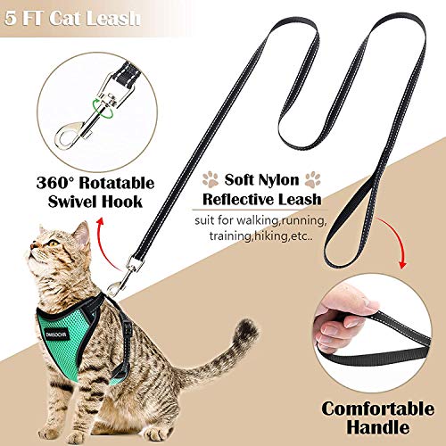 DMISOCHR Cat Harness and Leash Set - Escape Proof Safe Cat Vest Harness for Walking Outdoor - Reflective Adjustable Soft Mesh Breathable Body Harness - Easy Control for Small, Medium, Large Cats from DMISOCHR