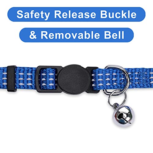 Pawtitas Reflective Cat Collar with Safety Buckle and Removable Bell Cat Collar Kitten Collar Blue Cat Collar from Pawtitas