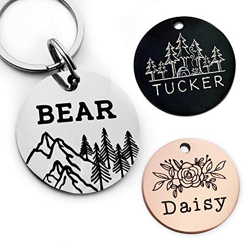 YiXiEr Cute Custom Pet ID Tags, Dog Tag and Cat Tag Personalized Engraved Double Sided - Round Stainless Steel from YiXiEr Pawfectchow