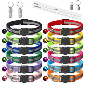 12 Pack Reflective Breakaway Cat Collars with Bells