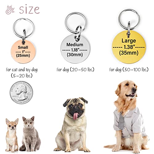 YiXiEr Cute Custom Pet ID Tags, Dog Tag and Cat Tag Personalized Engraved Double Sided - Round Stainless Steel from YiXiEr Pawfectchow