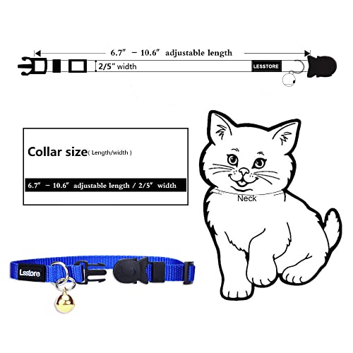 Personalized Nylon Cat Collar Break Away with Bell - Custom Embroidered Text ID Collars with Pet Name and Phone Number (Solid) by Lsstore