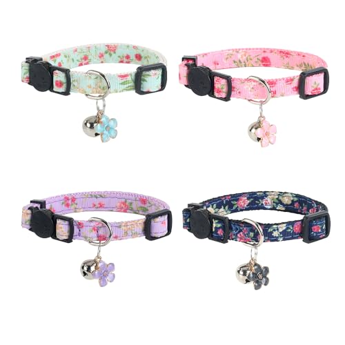NISYYE Breakaway Cat Collar with Bell, 4 Pack Safety Adjustable Cat Collars Set from Yizepet