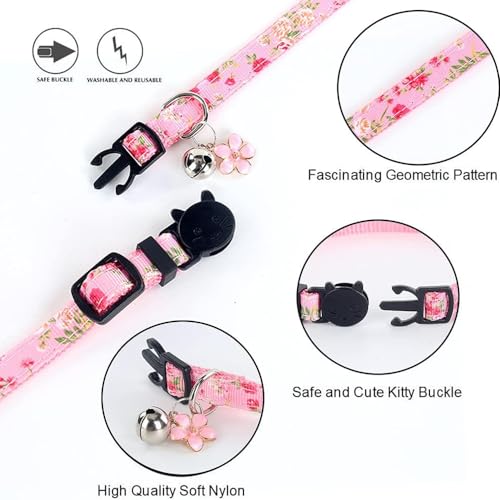 NISYYE Breakaway Cat Collar with Bell, 4 Pack Safety Adjustable Cat Collars Set from Yizepet