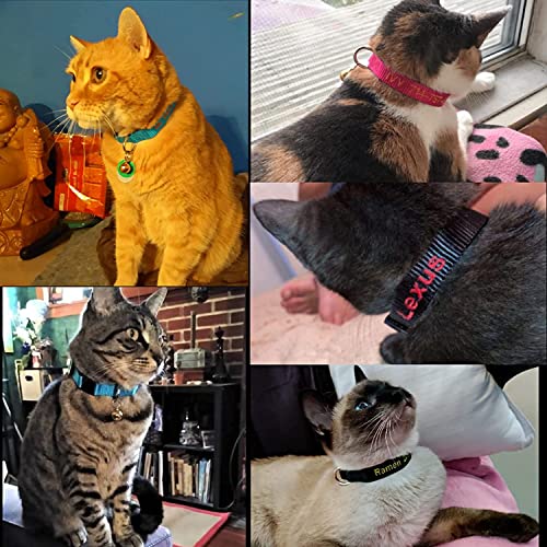 DayDay Patch Personalized Cat Collar with Bell,Custom Cat Collars with Name and Phone Number Adjustable Nylon Embroidered ID Collar for Cat with Breakaway Safety Release Buckle by DayDay Patch