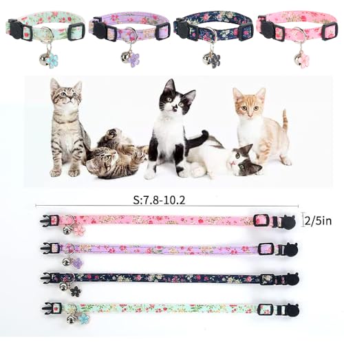 NISYYE Breakaway Cat Collar with Bell, 4 Pack Safety Adjustable Cat Collars Set from Yizepet