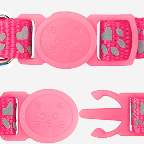 Taglory Reflective Cat Collars Breakaway with Bell, 2-Pack Girl Boy Pet Kitten Collar Adjustable 7.5-12.5 Inch, Pink from Taglory