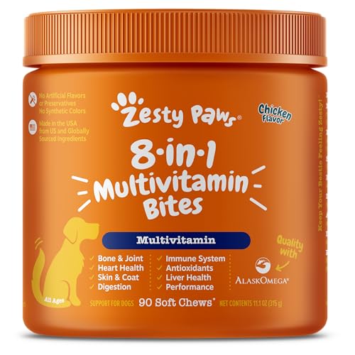 Multifunctional Supplements for Dogs - Glucosamine Chondroitin for Joint Support with Probiotics for Gut & Immune Health â Omega Fish Oil with Antioxidants and Vitamins for Skin & Heart Health from ZENWISE