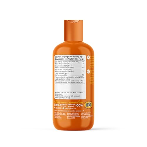 Pure Wild Alaskan Salmon Oil for Dogs & Cats - Supports Joint Function, Immune & Heart Health - Omega 3 Liquid Food Supplement for Pets - All Natural EPA + DHA Fatty Acids for Skin & Coat - 8 FL OZ by Zesty Paws