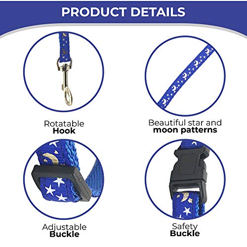 Cat Harness with Leash, 3-Pack, Unique Stars and Moon Design, Escape Proof, Walking, Small Medium Large, Black, Red, Blue, Adjustable, Safe from Bemix Pets