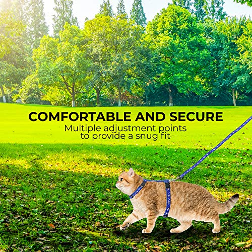 Cat Harness with Leash, 3-Pack, Unique Stars and Moon Design, Escape Proof, Walking, Small Medium Large, Black, Red, Blue, Adjustable, Safe from Bemix Pets