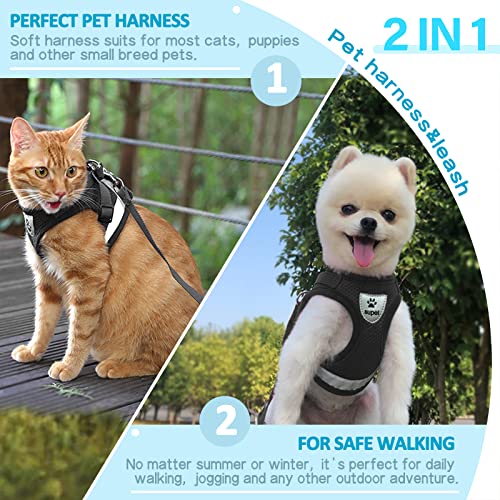 Supet Cat Harness and Leash Set for Walking Cat and Small Dog Harness Soft Mesh Harness Adjustable Cat Vest Harness with Reflective Strap Comfort Fit for Pet Kitten Puppy Rabbit by Supet