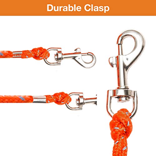 OFPUPPY Reflective Cat Tie Out Pet Rope Leash - Nylon Braided Cat Lead for Outside, Orange Black, 26 Feet by Senseway