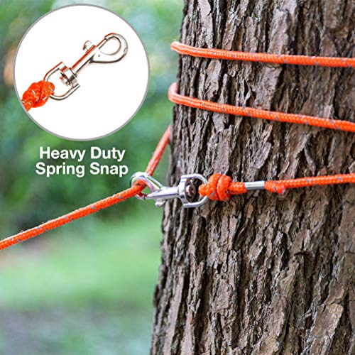 OFPUPPY Reflective Cat Tie Out Pet Rope Leash - Nylon Braided Cat Lead for Outside, Orange Black, 26 Feet by Senseway