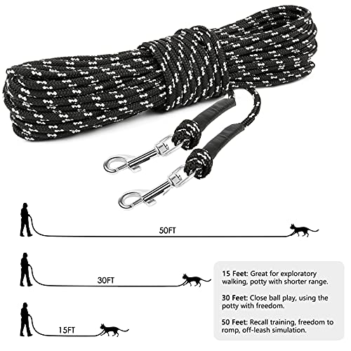 Rypet Reflective Cat Long Leash - 15 FT Escape Proof Walking Leads Yard Long Leash Durable Safe Personalized Extender Leash Traning Play Outdoor for Kitten, Puppy, Rabbit and Small Animals by RYPET