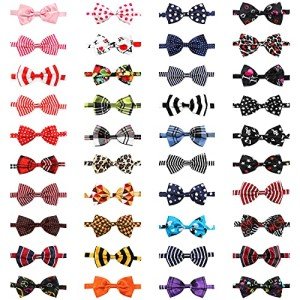 Dog Bow Ties, 40 PCS Segarty Pet Neck Bows, Bulk Pet Bowties with Adjustable Collar, Grooming Bowknot for Christmas Birthday Holiday Valentine Party Dog Photography Accessories Gift for Puppy Dogs Cat by Segarty