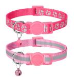 Taglory Reflective Cat Collars Breakaway with Bell, 2-Pack Girl Boy Pet Kitten Collar Adjustable 7.5-12.5 Inch, Pink from Taglory